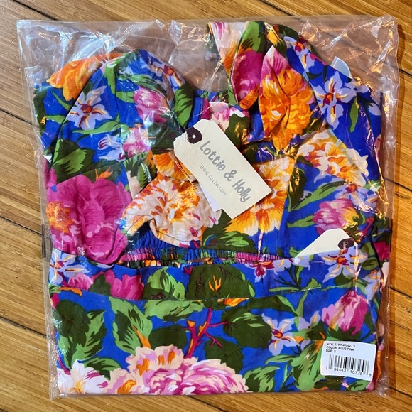 Lottie & Lolly 2 PIECE- Floral Tropical Skort Set Sizes SM & MED Pink Blue NWT - Picture 3 of 3
